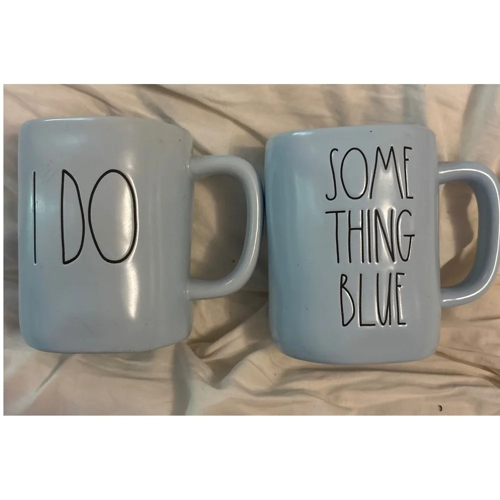 Rae Dunn Light Blue Wedding Mug Set‎ - I Do & Something Blue